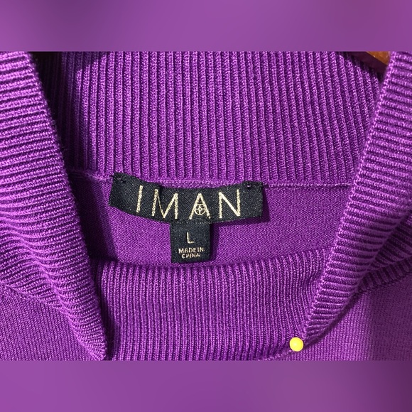 Iman Woman’s Sweater Pullover Size L Color Purple Long Sleeves Knit - Picture 5 of 10